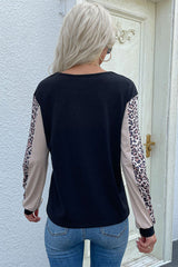 Leopard Color Block Long Sleeve Sweatshirt Ins Street