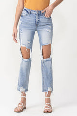 Lovervet Full Size Amari Destroyed High Rise Crop Straight Jeans Ins Street