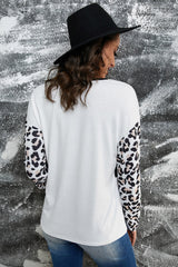 Leopard Print Color Block Long Sleeve Tee Ins Street