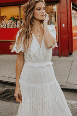 Adoration white lace midi dress Ins street