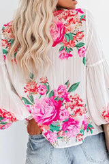 Floral Print Bubble Sleeve Top Ins street