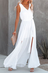 Soft Boho Chic Elegant Sleeveless White Maxi Dress Ins street