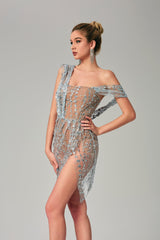 Vienna Split Sequin Mini Dress Ins Street