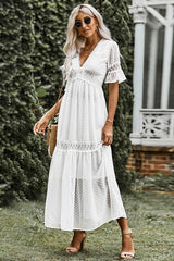 Short Sleeve Lace Maxi Dress Ins street