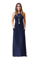 Sleeveless Pocket Maxi Dress Ins street