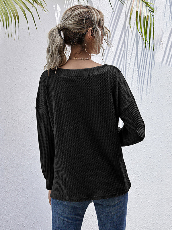 Solid Color V-neck Sweater 2023-03-14 InsStreet