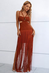 Nalini Asymmetric Fringe Bandage Dress Ins Street