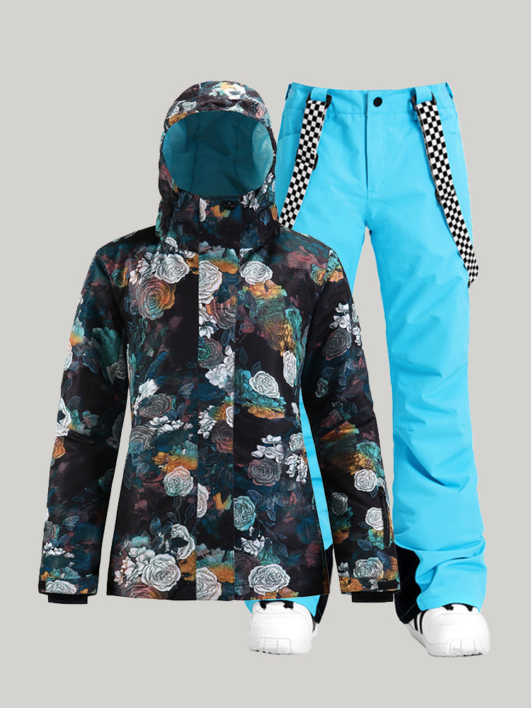 New Style Snow Suit Windproof And Waterproof Quilted Thickened Warm Ski Pants Suit Ins Street