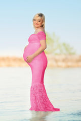 Lace Fishtail Maternity Maxi Dress Ins street