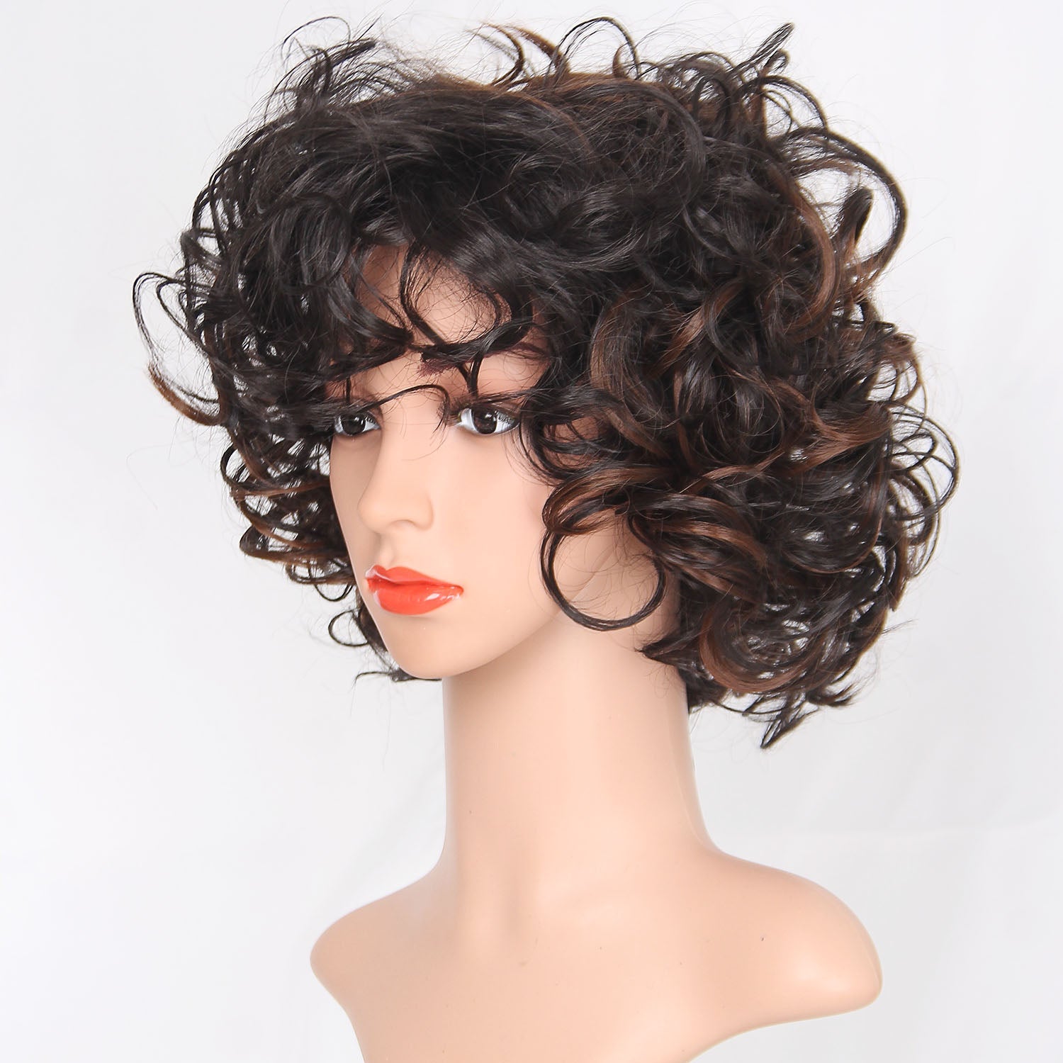 Women's short curly hair wig headgear Ins street