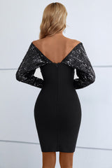 Henrietta Sequin Long Sleeve Bandage Dress Ins Street