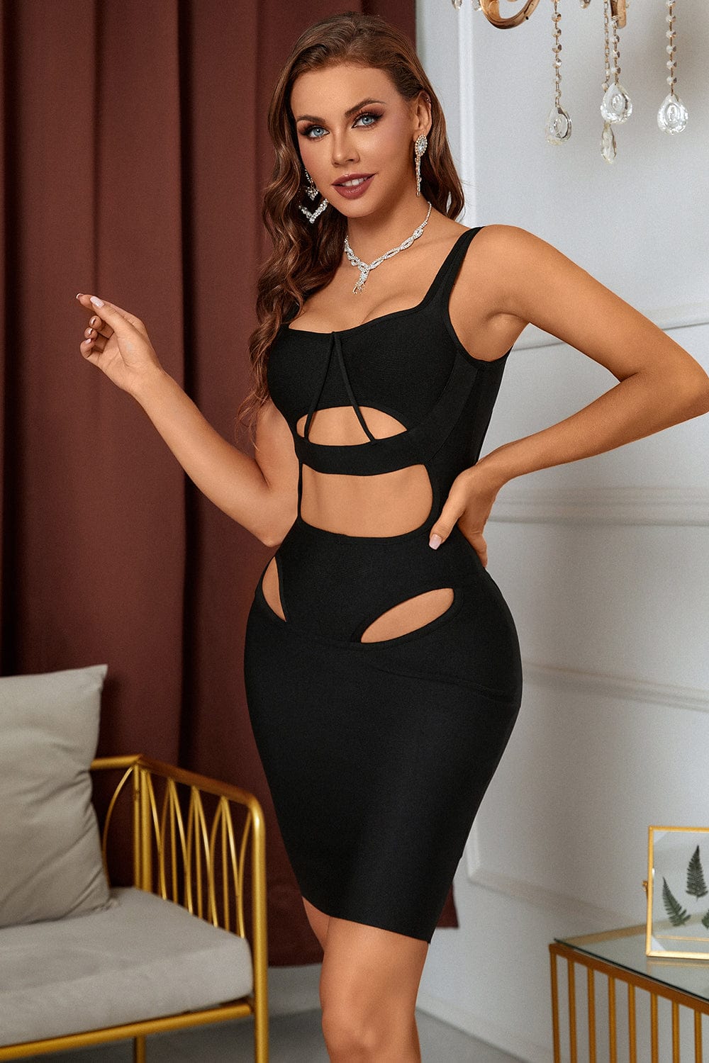 Kia Asymmetric Cut Out Sexy Bandage Dress Ins Street