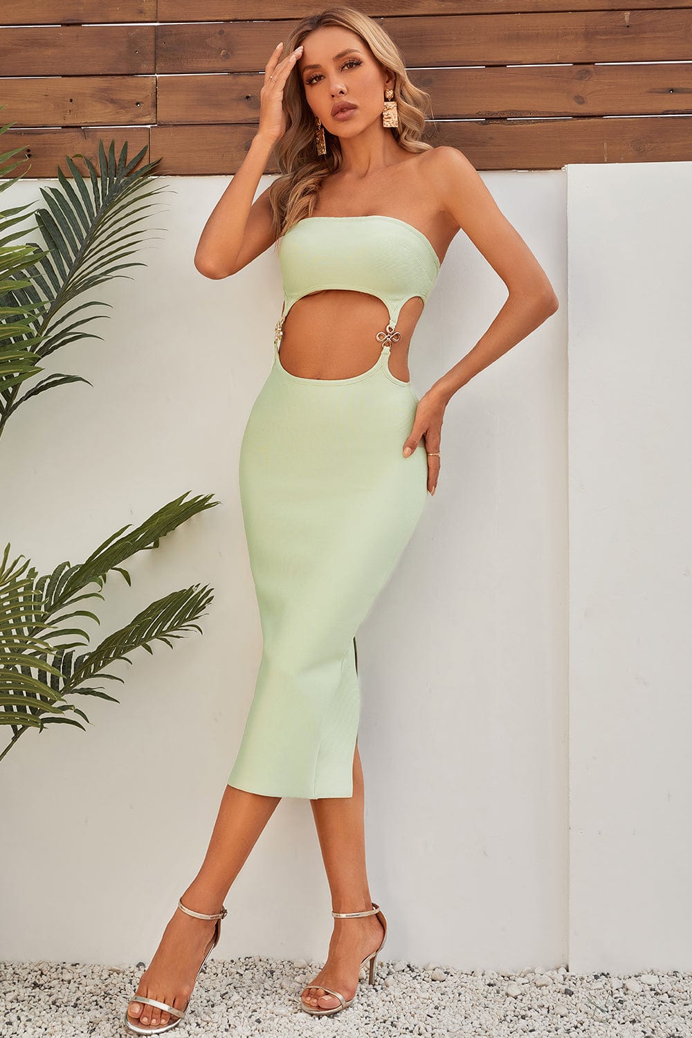 Jadia Strapless Midi Bandage Dress Ins Street