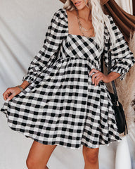 Brownstone Plaid Adjustable Balloon Sleeve Dress - FINAL SALE Ins Street