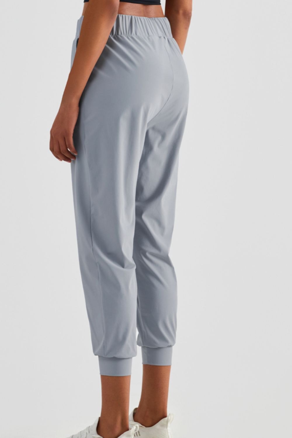 Elastic Waist Cropped Joggers with Side Pockets Ins Street