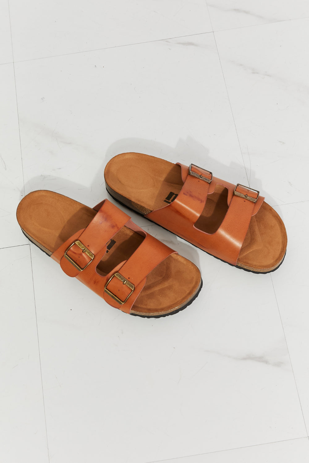 MMShoes Best Life Double-Banded Slide Sandal in Ochre Ins Street