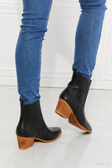 MMShoes Love the Journey Stacked Heel Chelsea Boot in Black Ins Street