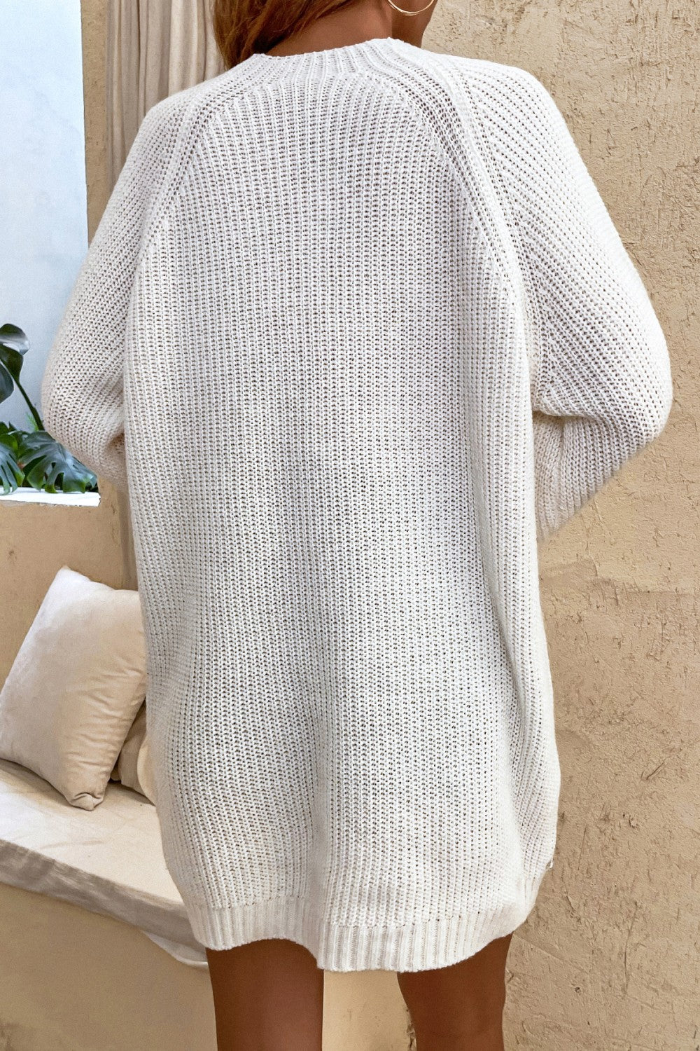 Lace-Up Balloon Sleeve Sweater Dress Ins Street