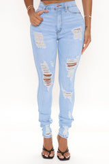 A Little Bit Of Love Ripped Skinny Jeans - Light Blue Wash Ins Street