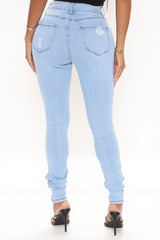 A Little Bit Of Love Ripped Skinny Jeans - Light Blue Wash Ins Street
