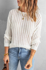 Dropped Shoulder Openwork Sweater Ins Street