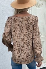 Leopard Flared Sleeve Round Neck Blouse Ins Street