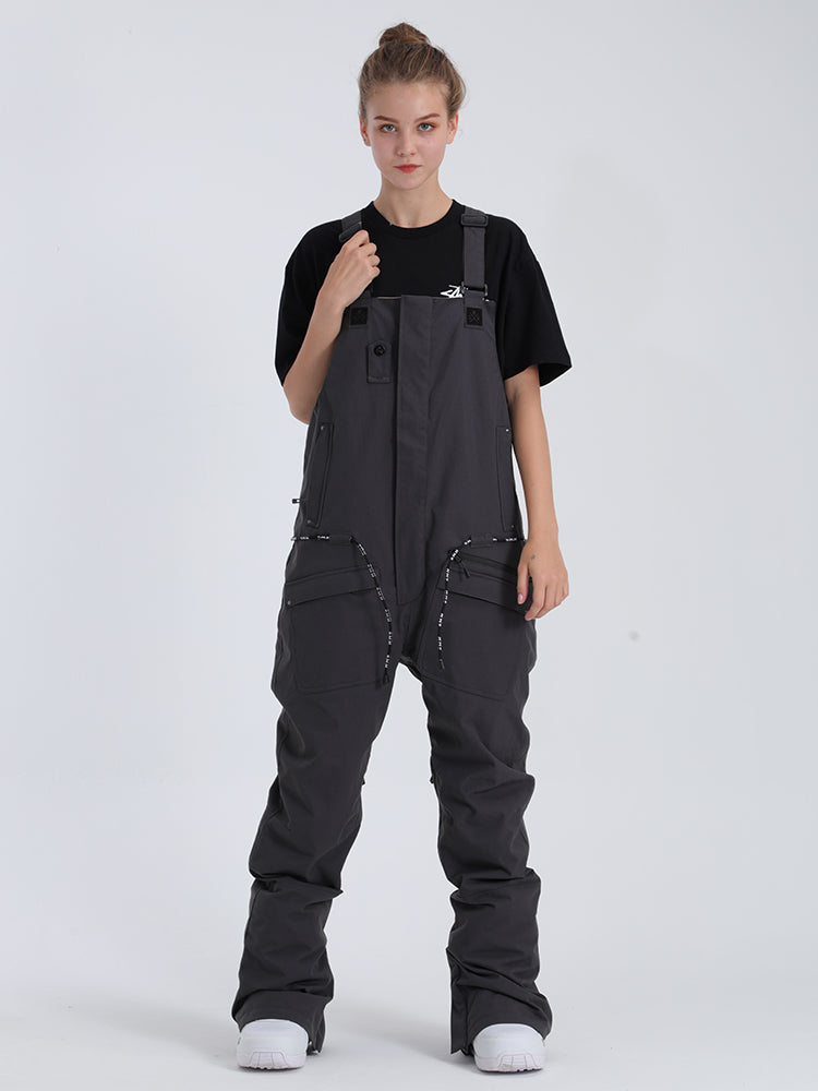 Dark Grey Overalls Snowboard Ski Bibs Pants Ins Street