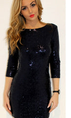 Vinci Padded Sequin Mini Dress - Black Ins Street