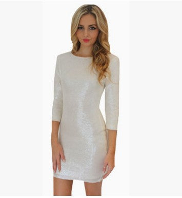 Vinci Padded Sequin Mini Dress - Cream Ins Street