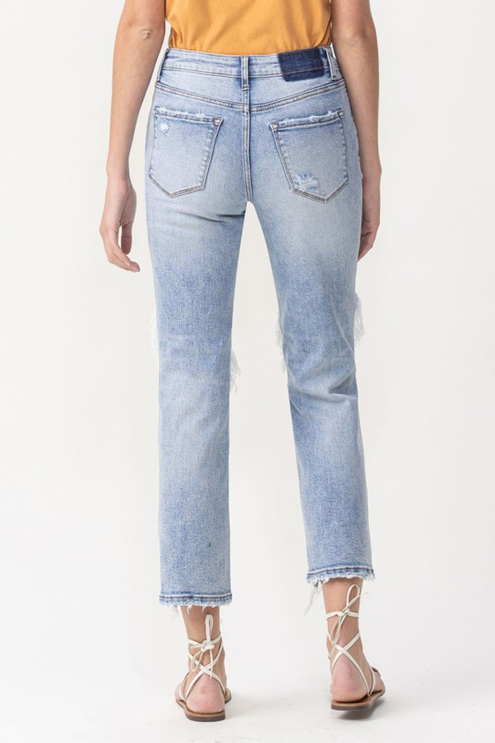 Lovervet Full Size Amari Destroyed High Rise Crop Straight Jeans Ins Street