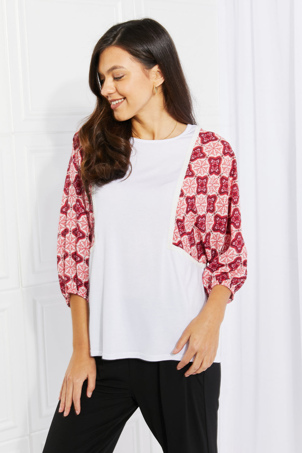 Petal Dew Begin Again Full Size Printed Sleeve Top Ins Street