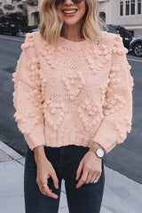 Pom-Pom Heart Knit Sweater Ins street