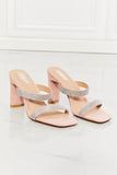 MMShoes Leave A Little Sparkle Rhinestone Block Heel Sandal in Pink Ins Street