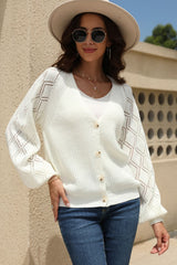 Openwork Raglan Sleeve Cardigan Ins Street