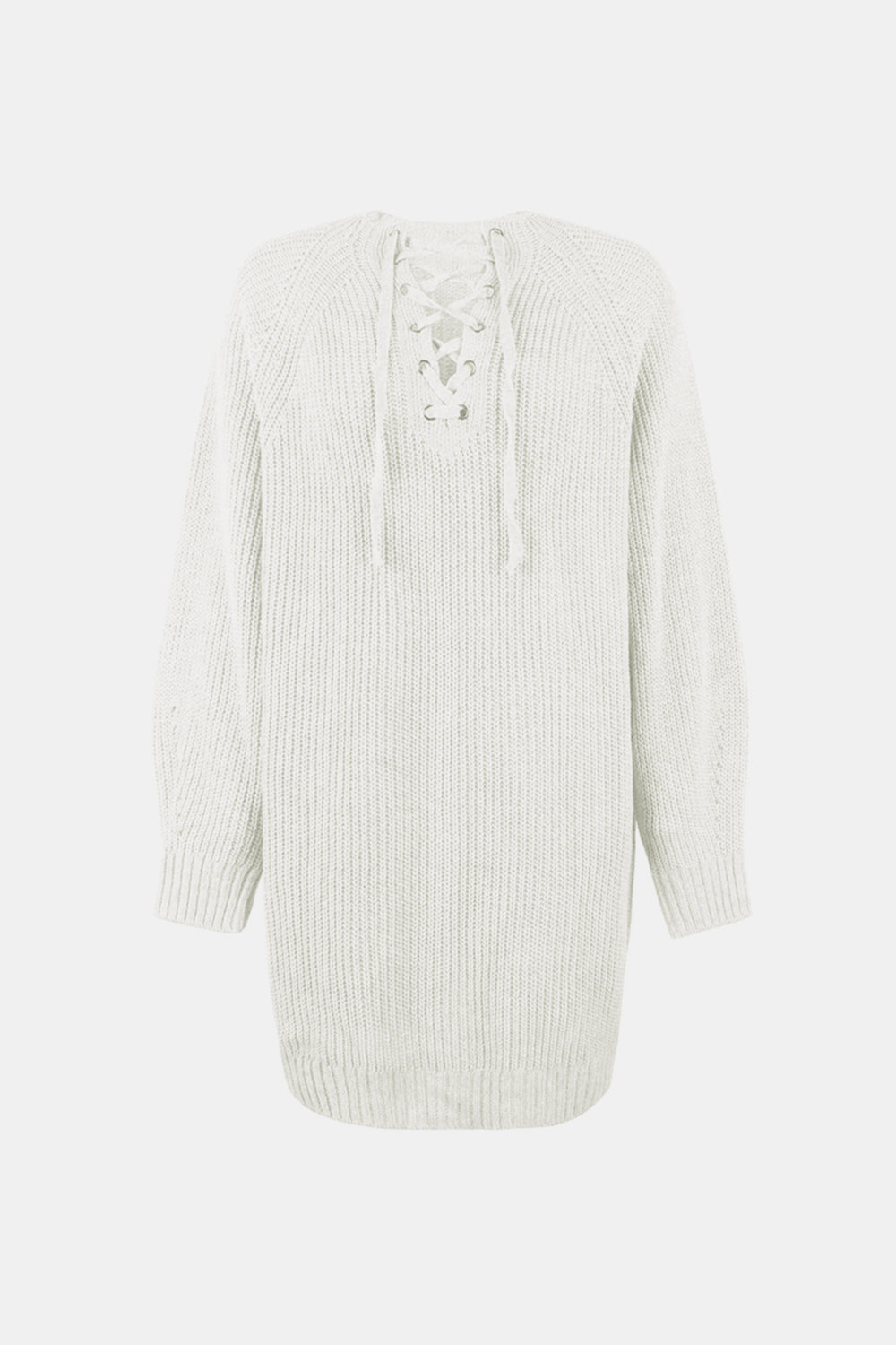 Lace-Up Balloon Sleeve Sweater Dress Ins Street
