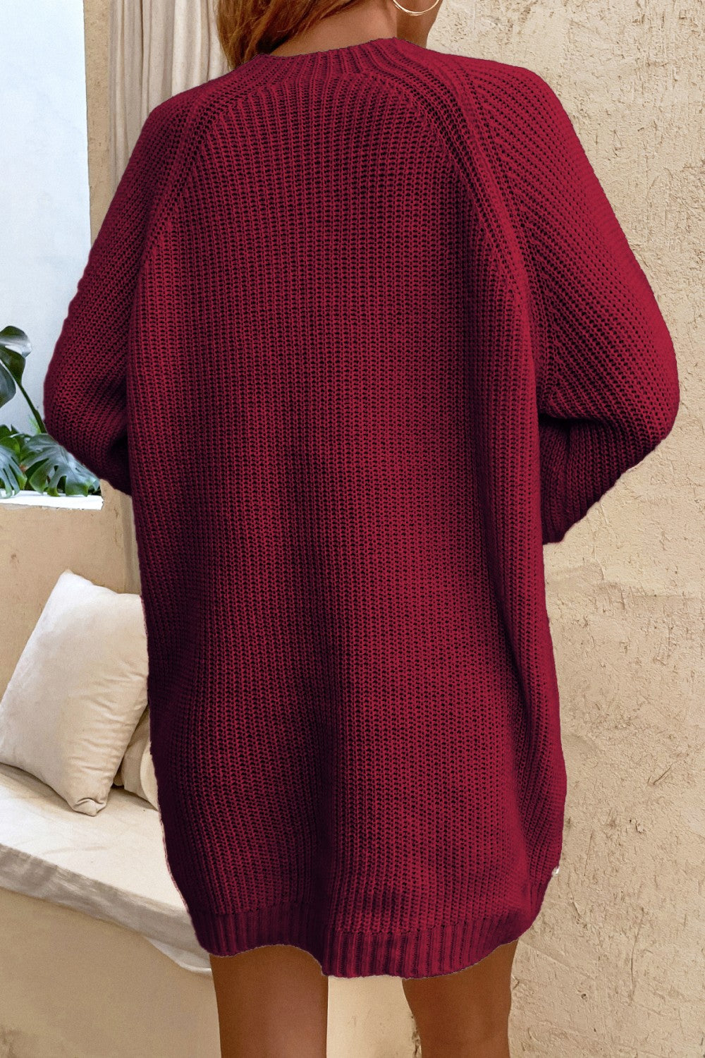 Lace-Up Balloon Sleeve Sweater Dress Ins Street