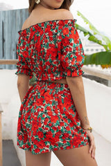 Floral Off-Shoulder Top & Shorts Coord Two-Piece Set Ins street