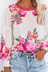 Floral Print Bubble Sleeve Top Ins street