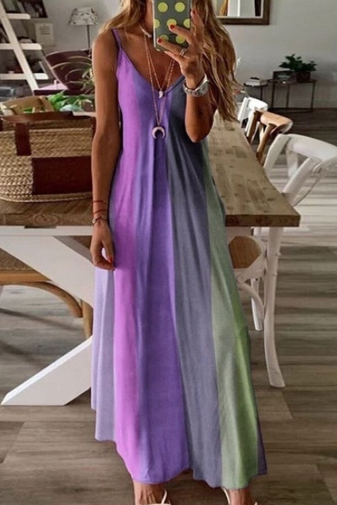 Floor Length Casual Patchwork Cute bohemian Dress Ins street
