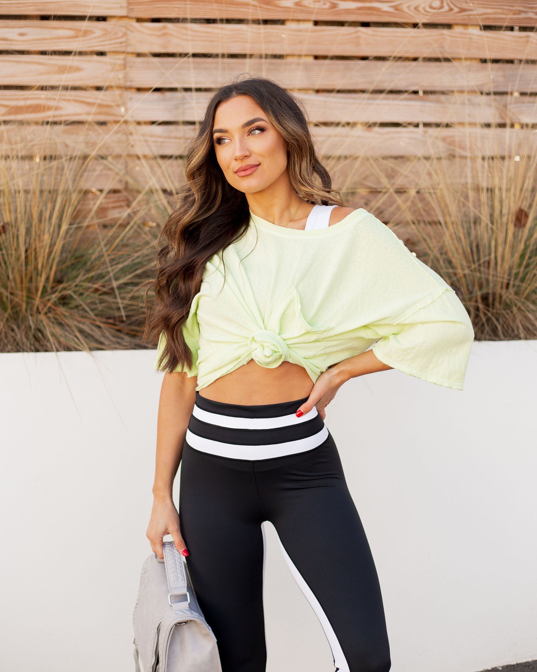 Riah Cotton Distressed Pocket Tee - Neon Lime - FINAL SALE Ins Street