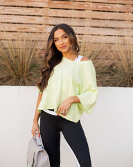 Riah Cotton Distressed Pocket Tee - Neon Lime - FINAL SALE Ins Street