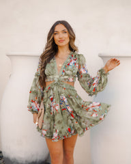 Zida Floral Ruffle Tiered Cutout Dress - Olive Ins Street