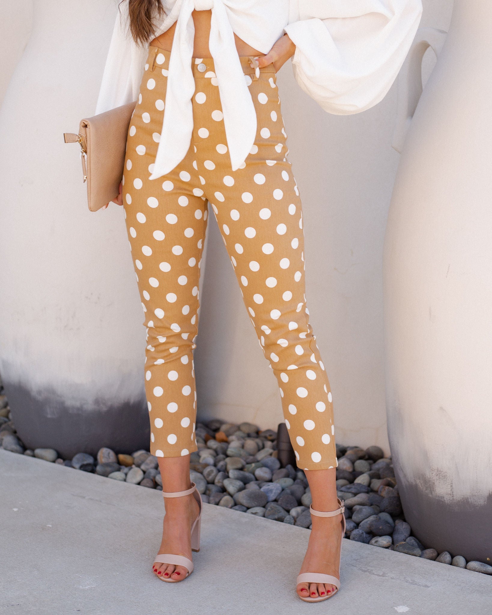 Adelaide Cotton Blend High Rise Polka Dot Pants TOBY-001