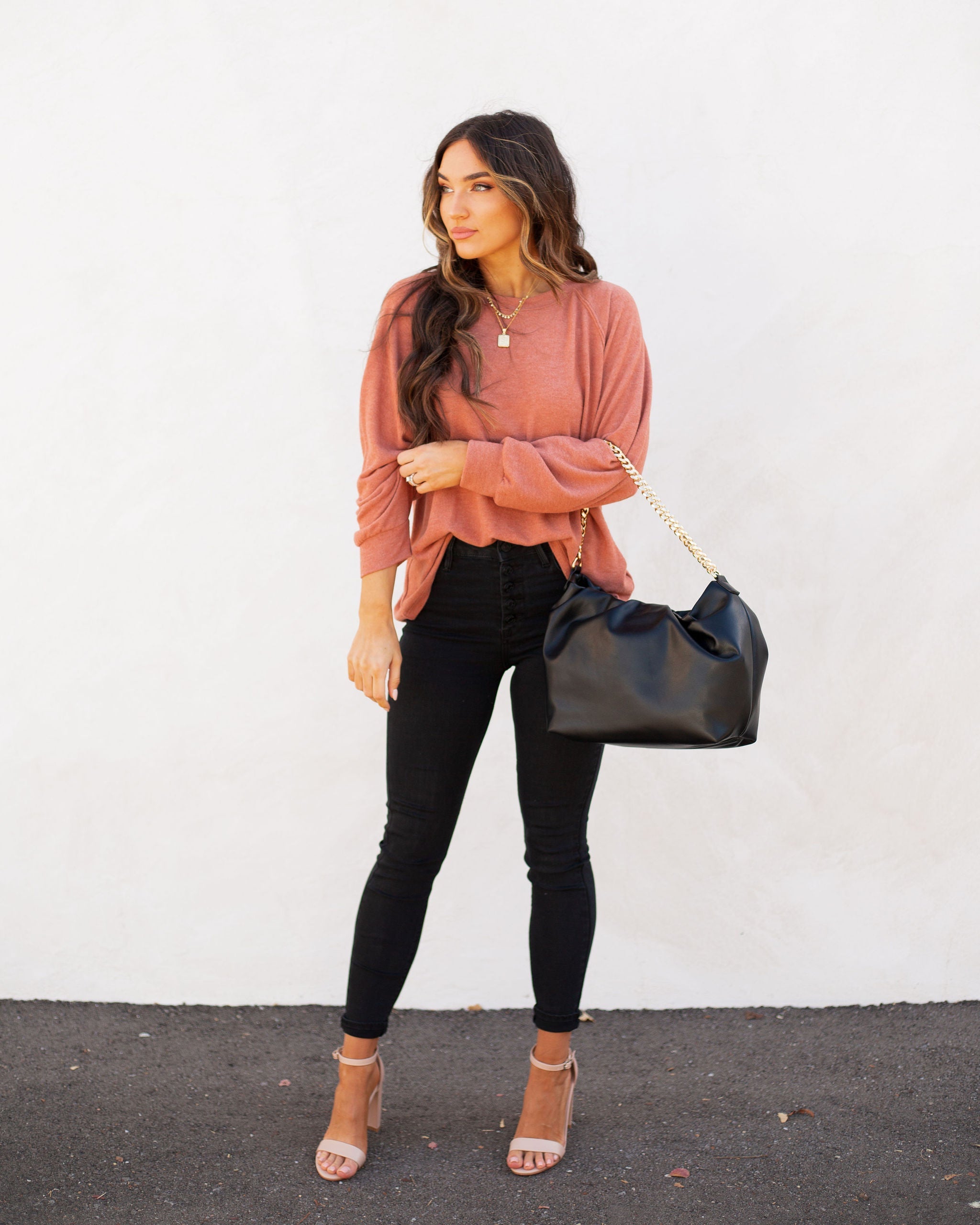 Quinley Knit Raglan Top - Brick Ins Street