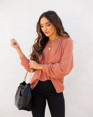 Quinley Knit Raglan Top - Brick Ins Street