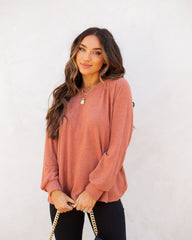 Quinley Knit Raglan Top - Brick Ins Street