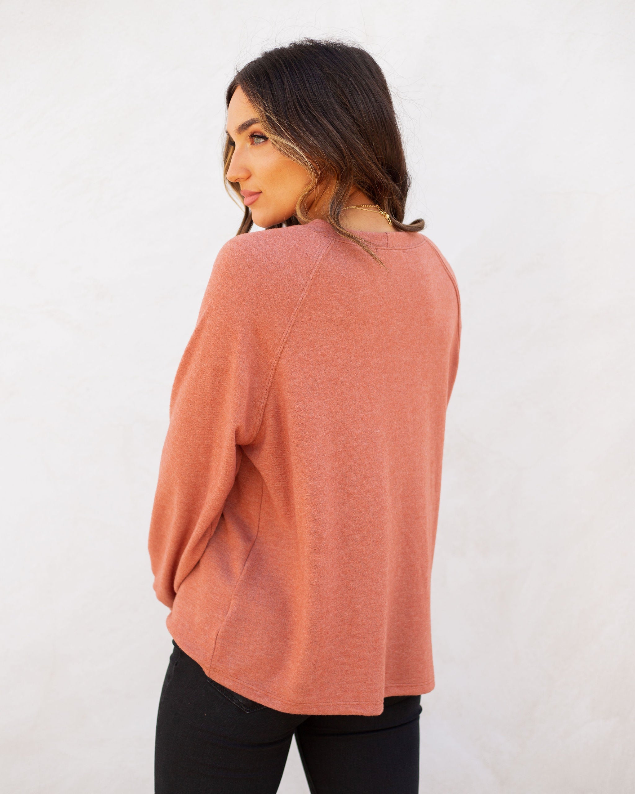 Quinley Knit Raglan Top - Brick Ins Street