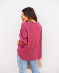 Quinley Knit Raglan Top - Burgundy Ins Street