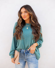 Quinley Knit Raglan Top - Sea Green Ins Street
