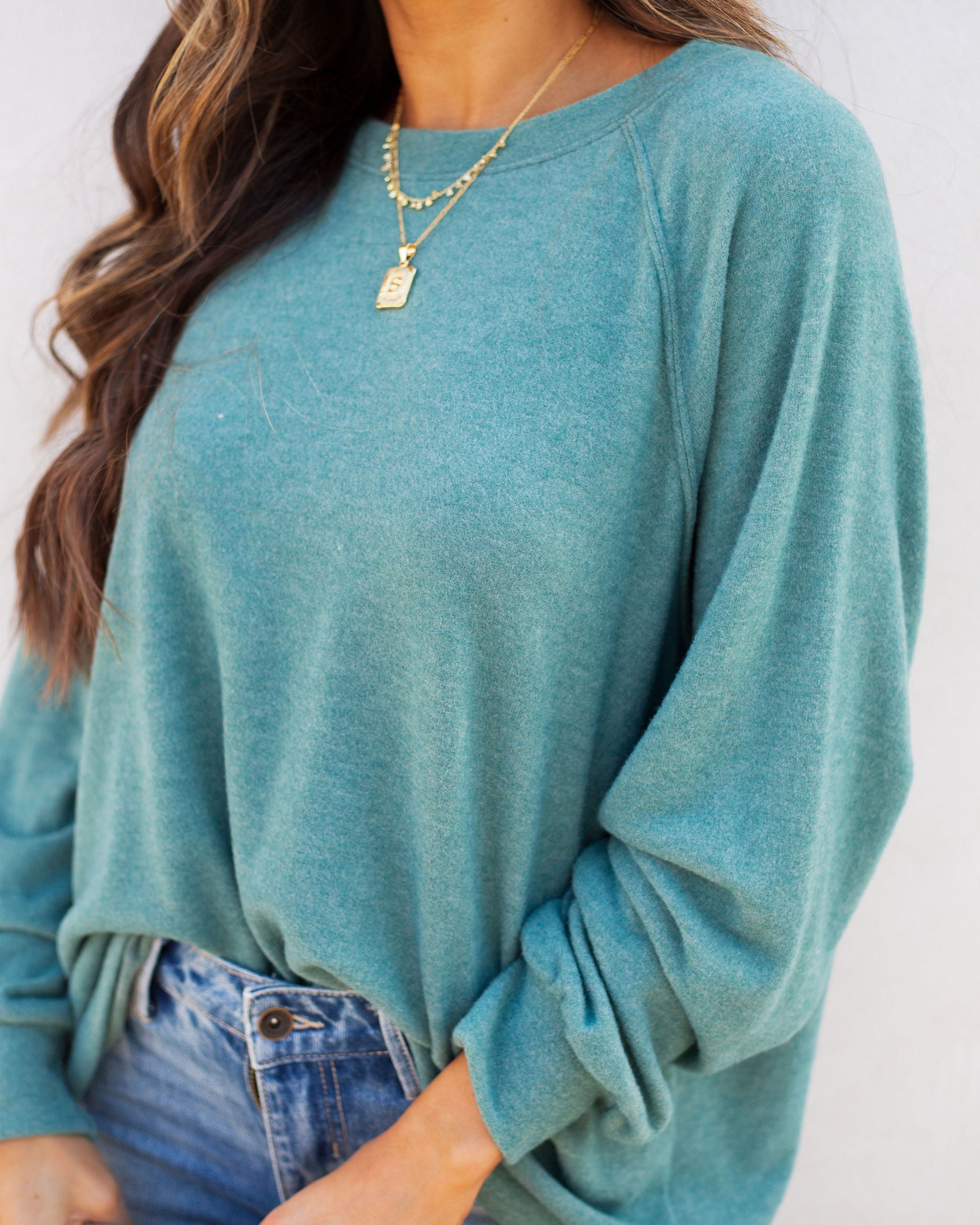 Quinley Knit Raglan Top - Sea Green Ins Street